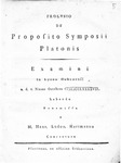 Prolusio de proposito Symposii Platonis: Examini in Lyceo Gubenensi a. d. v. Nonas Octobres MDCCLXXXXVII by Heinrich Ludwig Hartmann